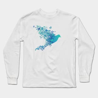 blue Bird Illustration Long Sleeve T-Shirt